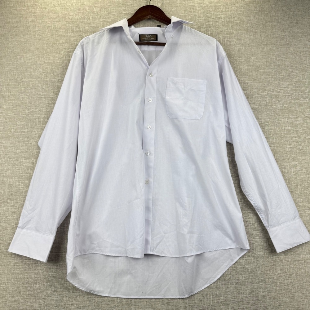 Giorgio Armani Le Collezioni Mens White Cotton Dress Shirt 17 33-34 Long Sleeve